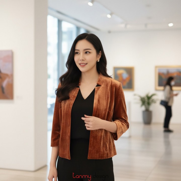 Áo khoác lửng cổ 2 ve đứng 54cm EDDA NLT16